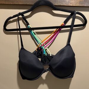 Victoria's Secret Black Bra with Colorful Straps